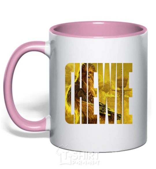 Mug with a colored handle Chewie light-pink фото