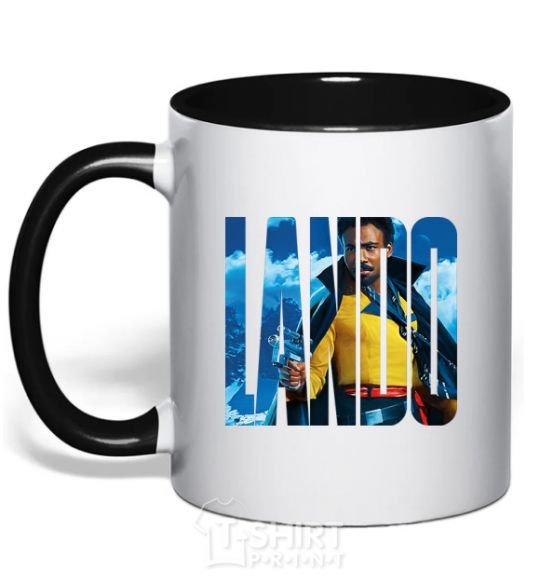 Mug with a colored handle Lando black фото