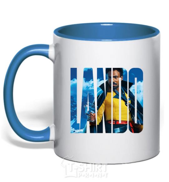 Mug with a colored handle Lando royal-blue фото