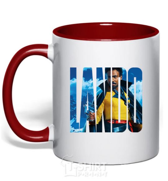 Mug with a colored handle Lando red фото