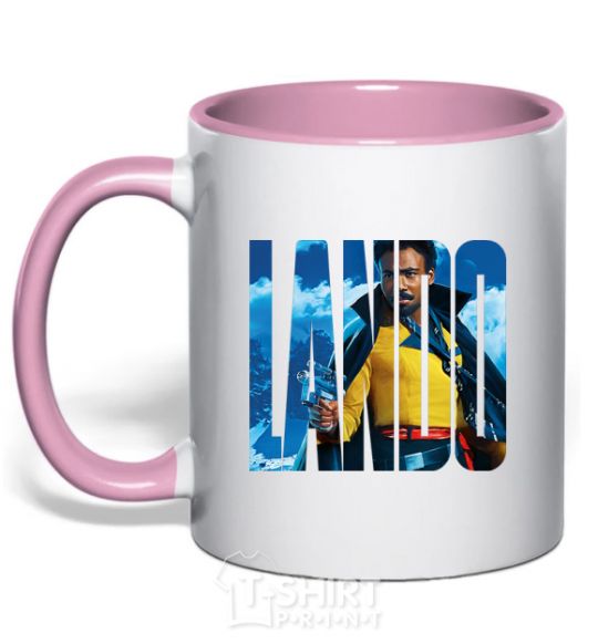 Mug with a colored handle Lando light-pink фото