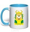 Mug with a colored handle Loki minion sky-blue фото