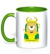 Mug with a colored handle Loki minion kelly-green фото