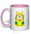 Mug with a colored handle Loki minion light-pink фото