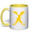Mug with a colored handle X-Men Cyclops Wolverine yellow фото