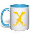 Mug with a colored handle X-Men Cyclops Wolverine sky-blue фото