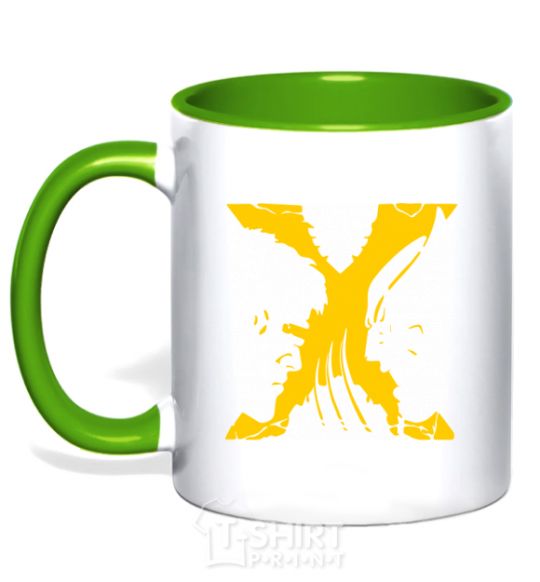 Mug with a colored handle X-Men Cyclops Wolverine kelly-green фото