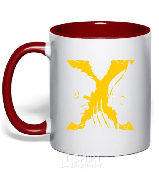 Mug with a colored handle X-Men Cyclops Wolverine red фото