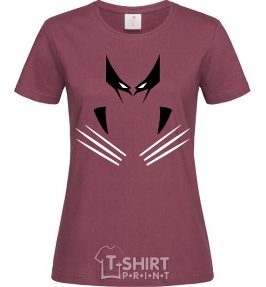 Women's T-shirt Wolverine claws burgundy фото