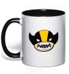 Mug with a colored handle Fun wolverine black фото