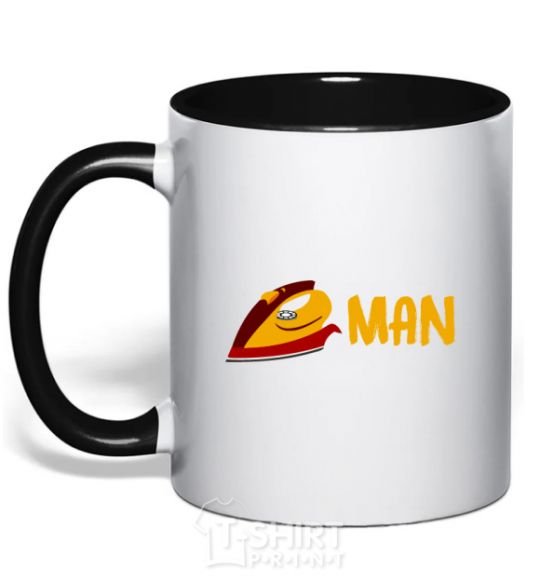 Mug with a colored handle Man iron black фото