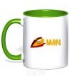 Mug with a colored handle Man iron kelly-green фото