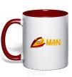 Mug with a colored handle Man iron red фото