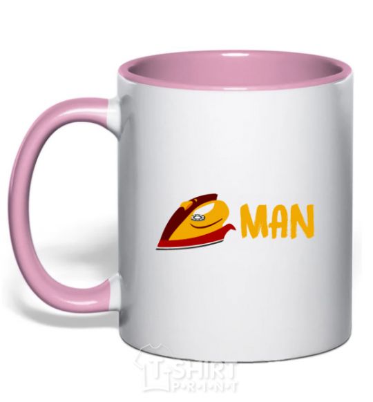 Mug with a colored handle Man iron light-pink фото