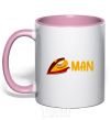 Mug with a colored handle Man iron light-pink фото