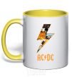 Mug with a colored handle AC DC rock yellow фото