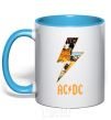 Mug with a colored handle AC DC rock sky-blue фото