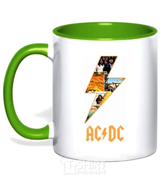 Mug with a colored handle AC DC rock kelly-green фото