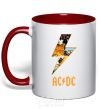 Mug with a colored handle AC DC rock red фото