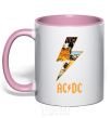 Mug with a colored handle AC DC rock light-pink фото