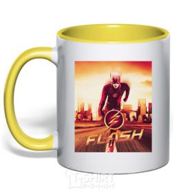 Mug with a colored handle The Flash yellow фото