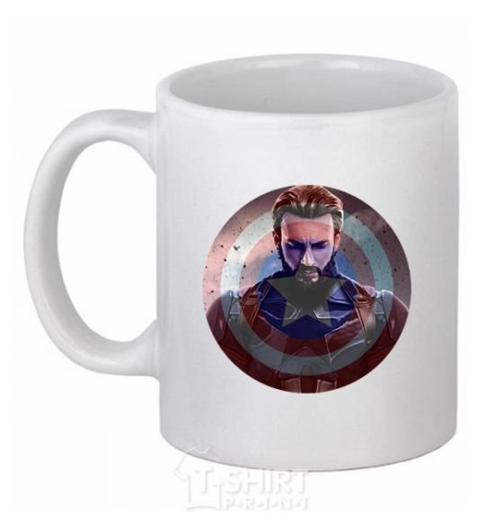 Ceramic mug Captain America Shield White фото