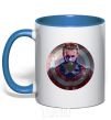 Mug with a colored handle Captain America Shield royal-blue фото