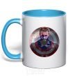 Mug with a colored handle Captain America Shield sky-blue фото