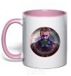 Mug with a colored handle Captain America Shield light-pink фото