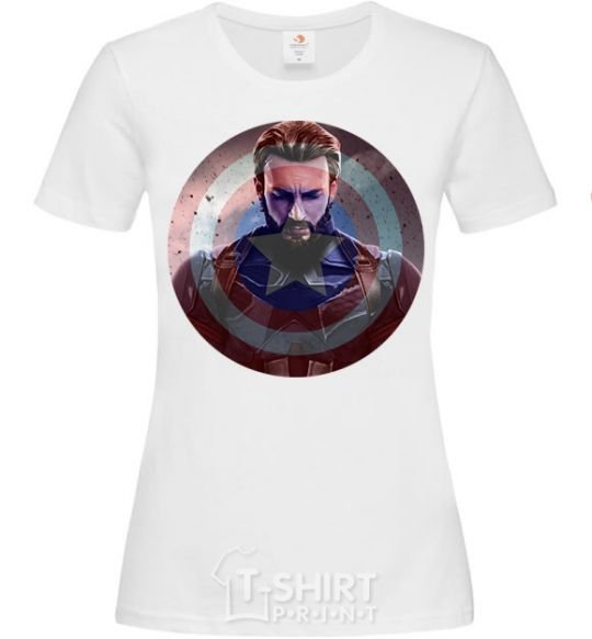 Women's T-shirt Captain America Shield White фото