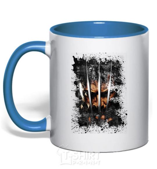 Mug with a colored handle Wolverine splash royal-blue фото