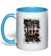 Mug with a colored handle Wolverine splash sky-blue фото