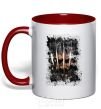 Mug with a colored handle Wolverine splash red фото