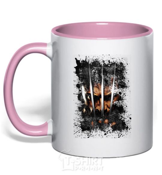 Mug with a colored handle Wolverine splash light-pink фото