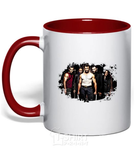 Mug with a colored handle Wolverine red фото