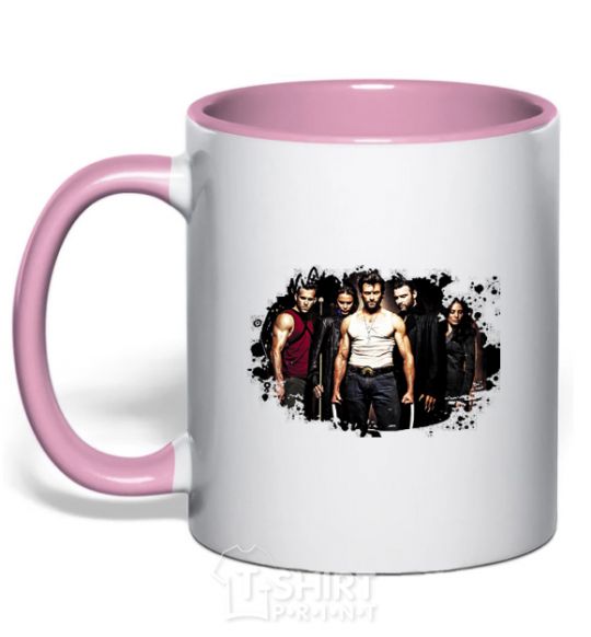 Mug with a colored handle Wolverine light-pink фото