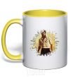 Mug with a colored handle Logan yellow фото