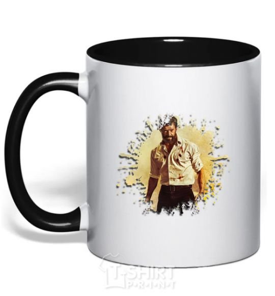 Mug with a colored handle Logan black фото