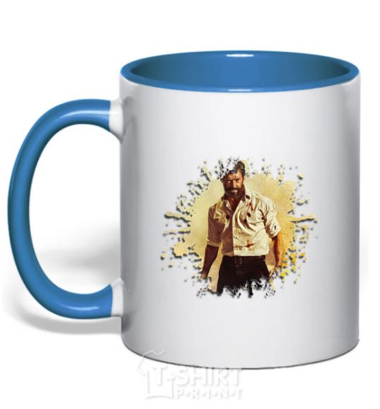 Mug with a colored handle Logan royal-blue фото