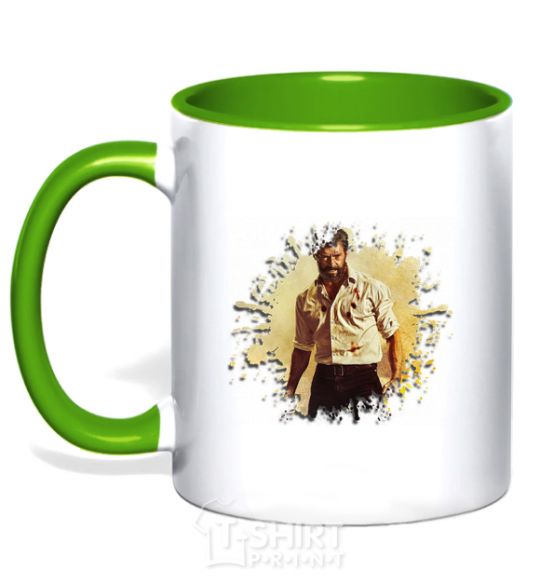 Mug with a colored handle Logan kelly-green фото