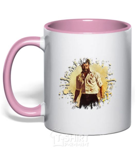 Mug with a colored handle Logan light-pink фото