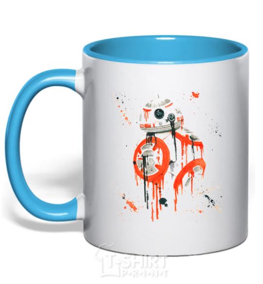 Mug with a colored handle BB-8 sky-blue фото