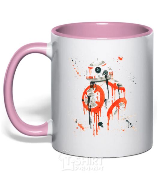 Mug with a colored handle BB-8 light-pink фото