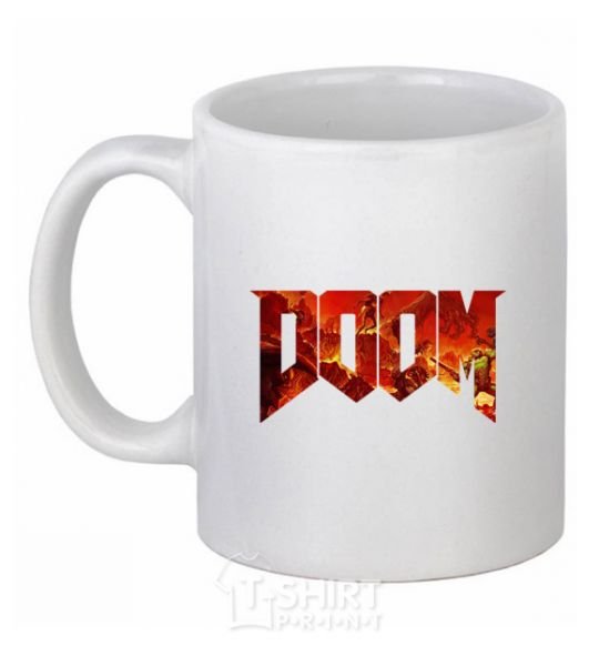 Ceramic mug DOOM logo White фото