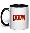 Mug with a colored handle DOOM logo black фото