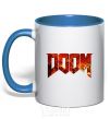 Mug with a colored handle DOOM logo royal-blue фото