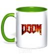 Mug with a colored handle DOOM logo kelly-green фото