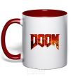 Mug with a colored handle DOOM logo red фото