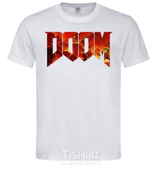 Men's T-Shirt DOOM logo White фото