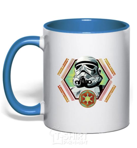 Mug with a colored handle A framed stormtrooper royal-blue фото